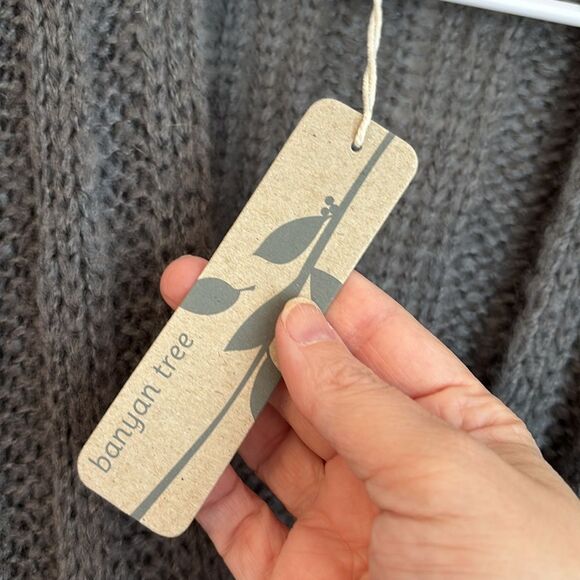 Figwood Women’s chunky knit cropped open knit bell sleeve boho sweater gray S\M - Picture 6 of 9